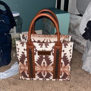 Wrangler Brown and Cream Geometric Tote